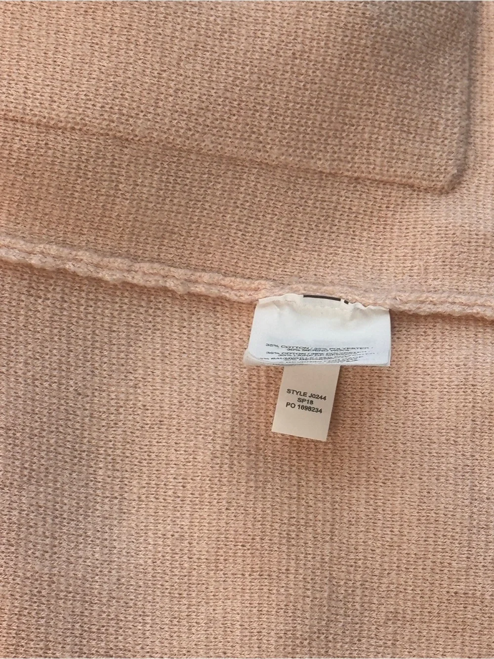 J.Crew Sophie Open Pockets Cardigan Jacket Blazer Blush Pink Wool Cotton XXS 2XS
